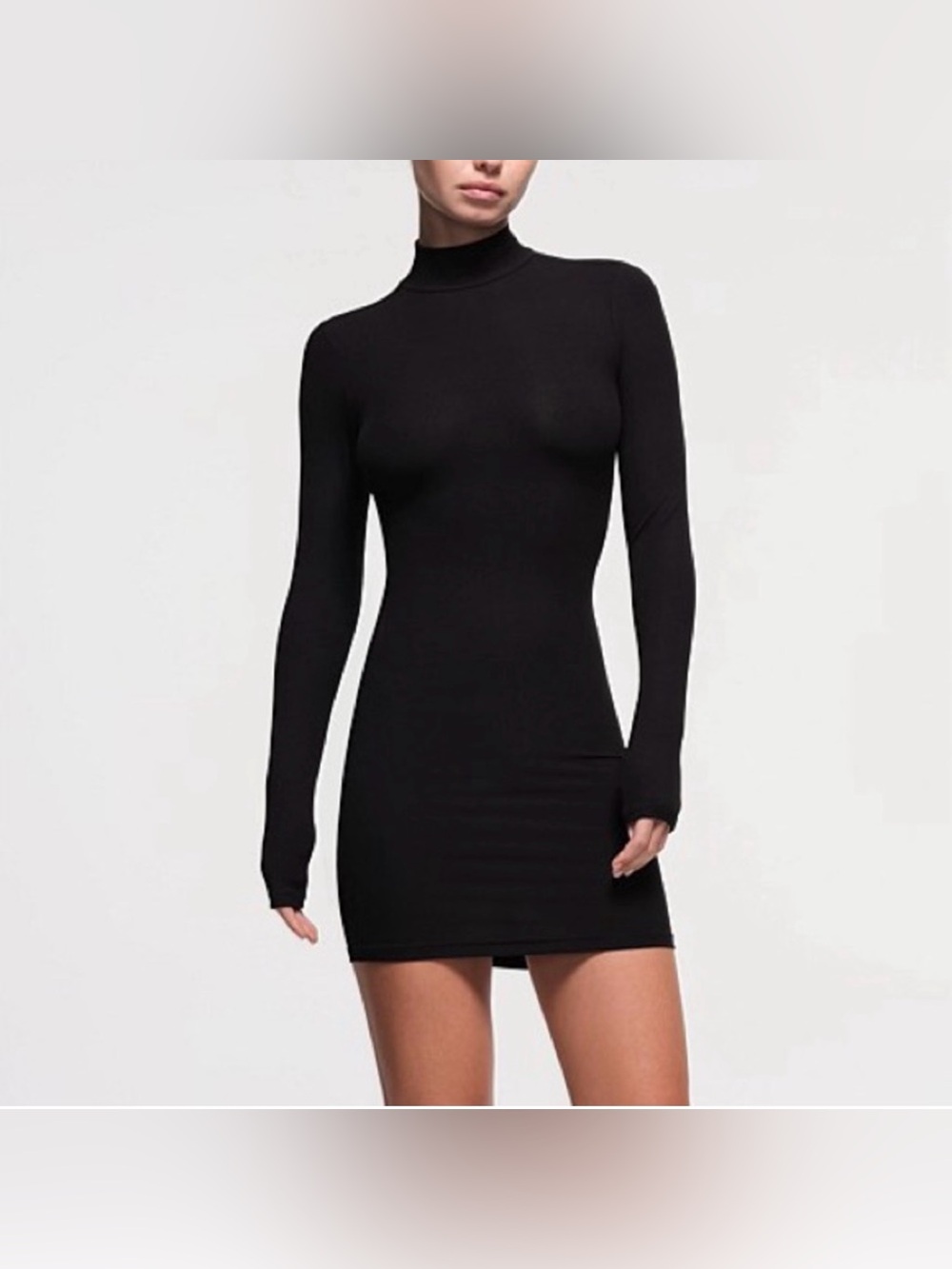 Onyx SKIMS Soft Lounge Turtleneck Long Sleeve Mini Dress Size XS